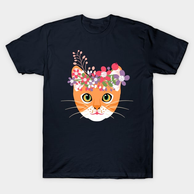 Bengal Cat in Flower Crown T-Shirt by LulululuPainting